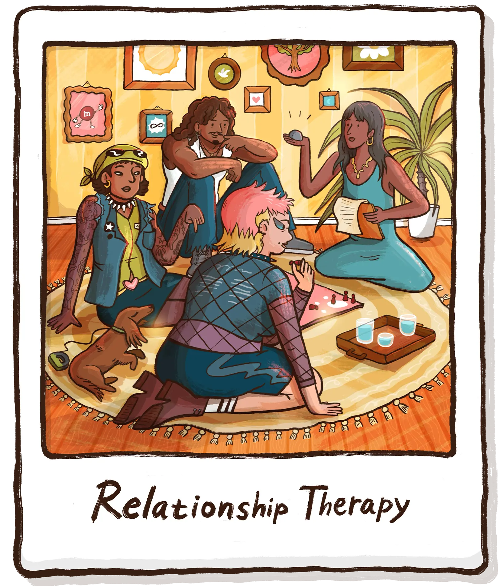 Relationship therapy illustration polaroid
