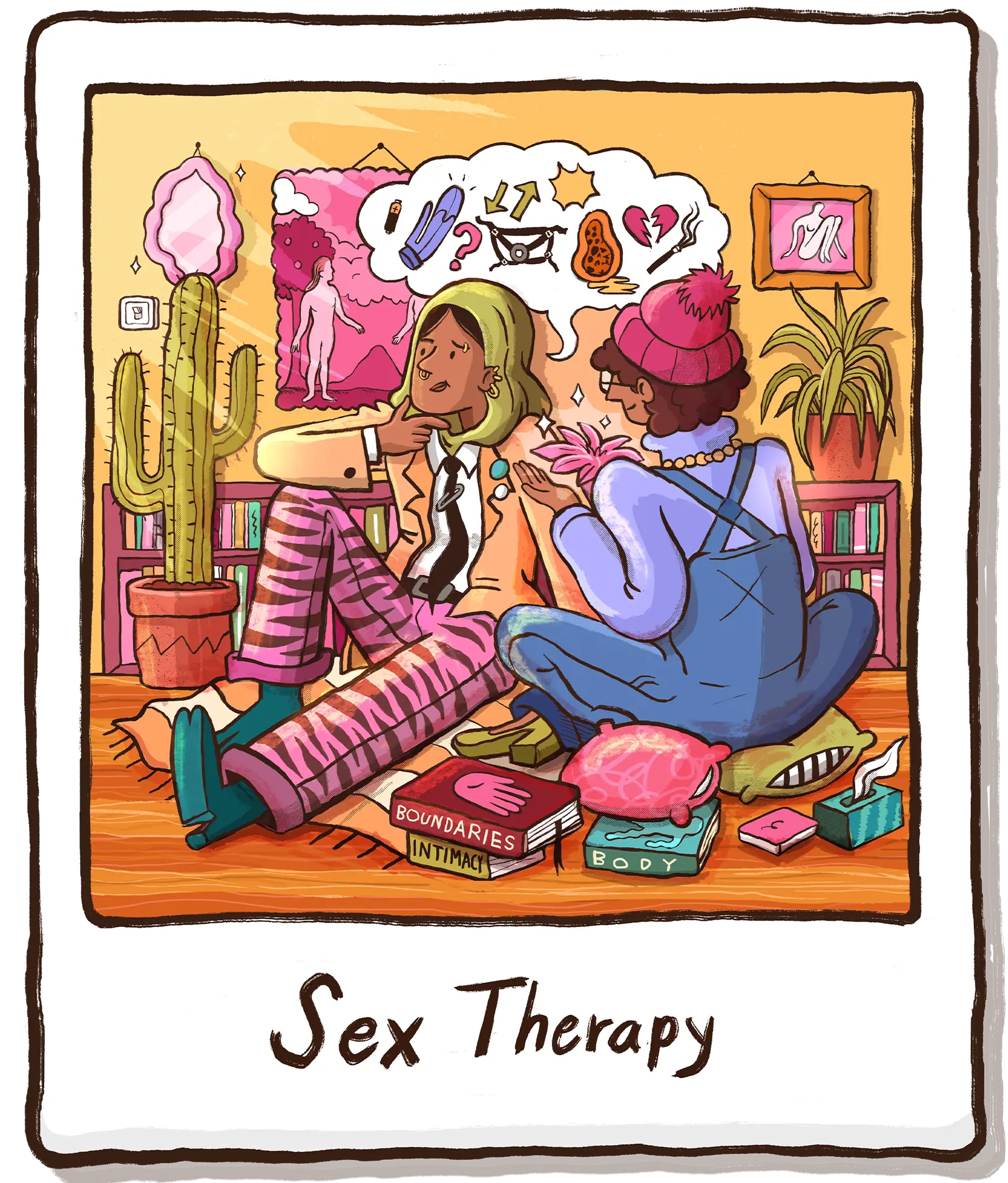 Sex therapy illustration polaroid
