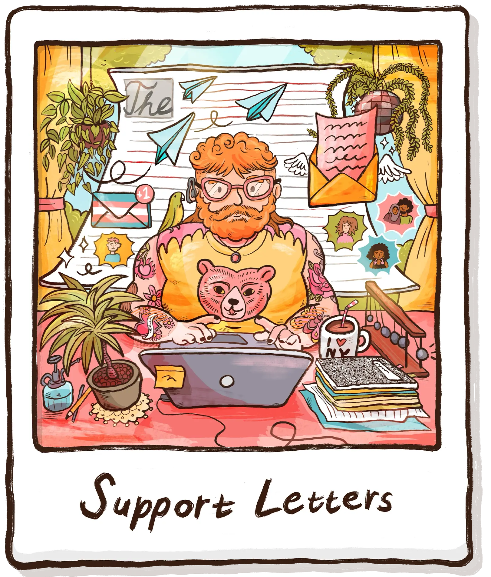 Support Letters illustration polaroid