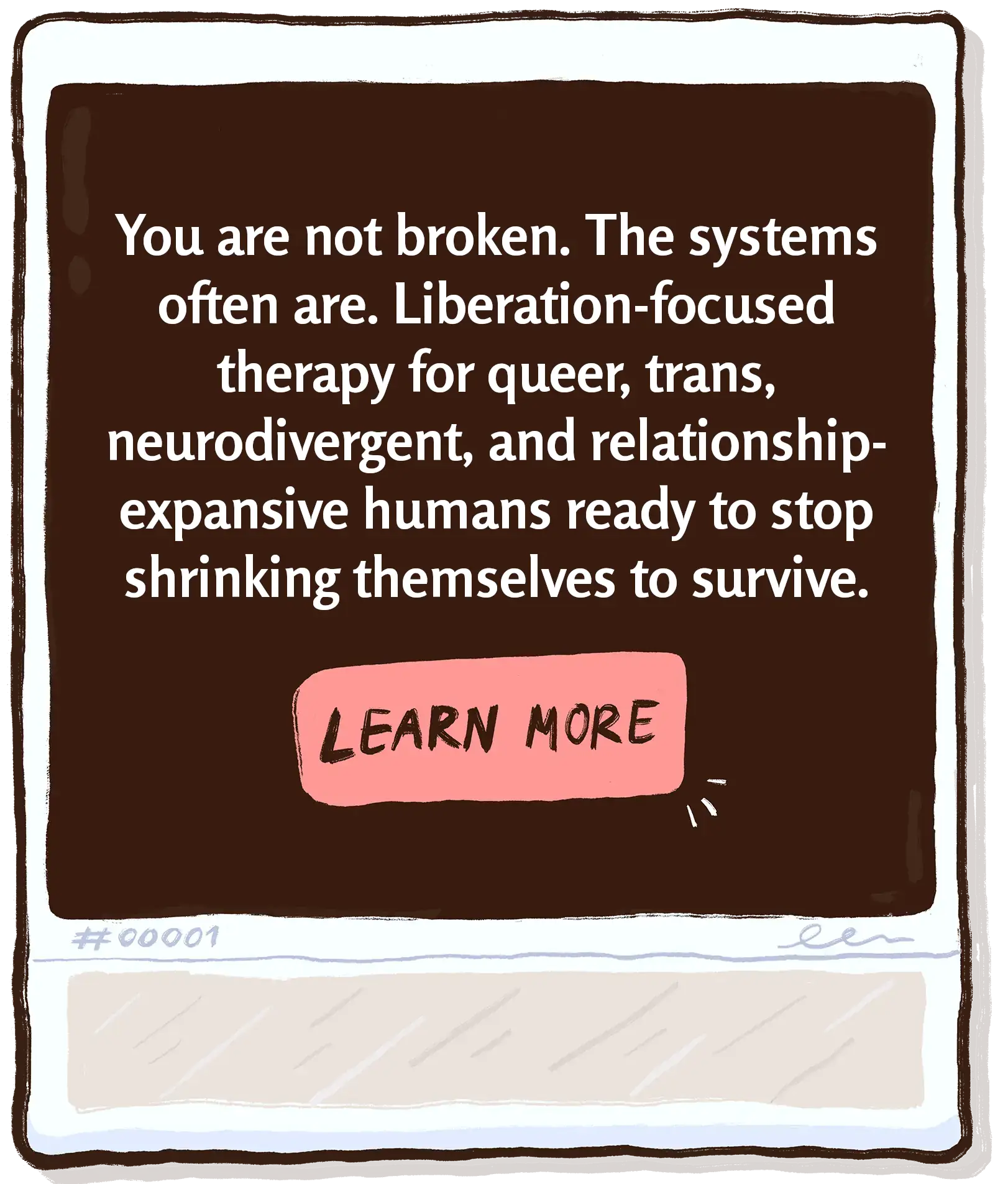 You are not broken. The systems often are. Liberation-focused therapy for queer, trans, neurodivergent, and relationship-expansive humans ready to stop shrinking themselves to survive.